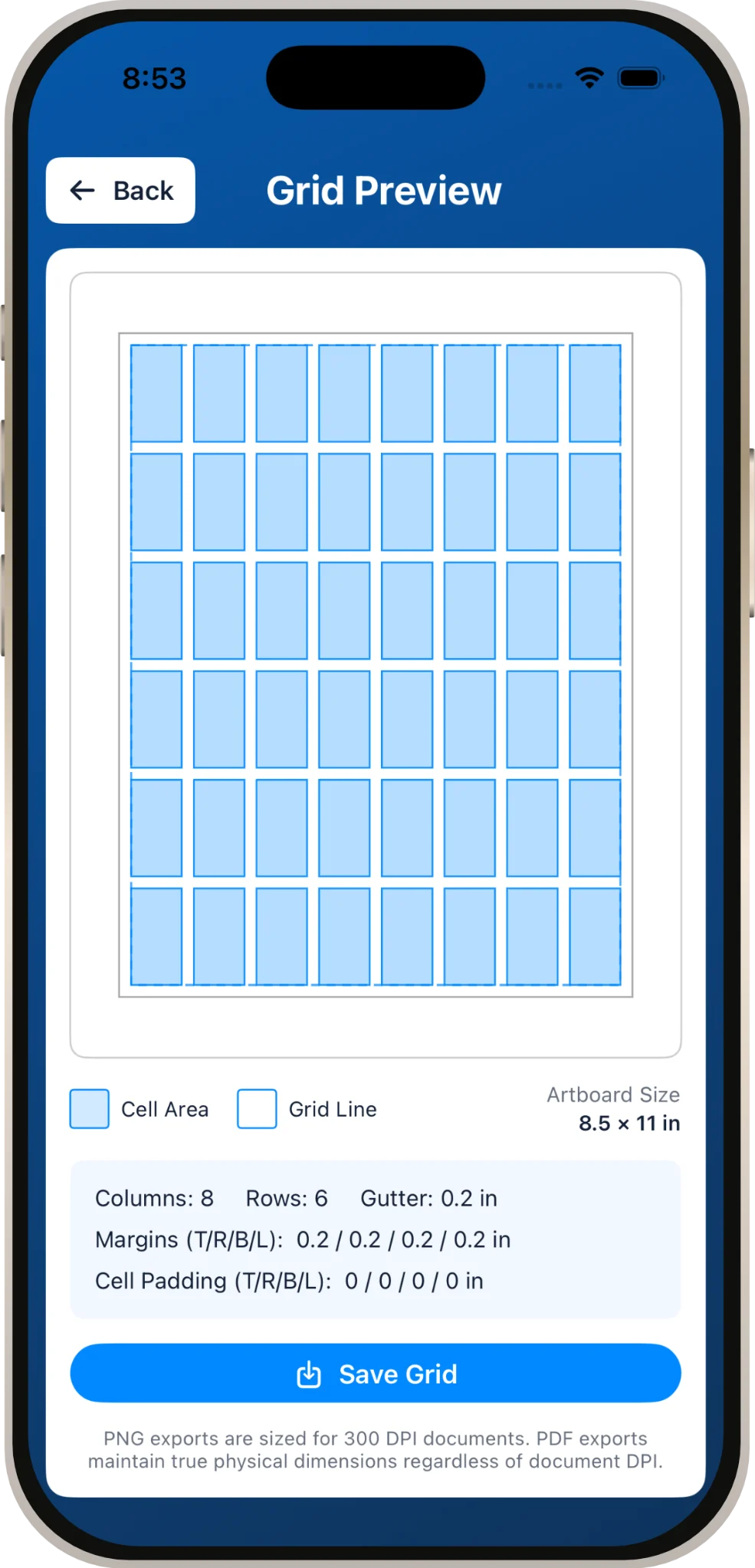 Full Grid Preview for the example layout